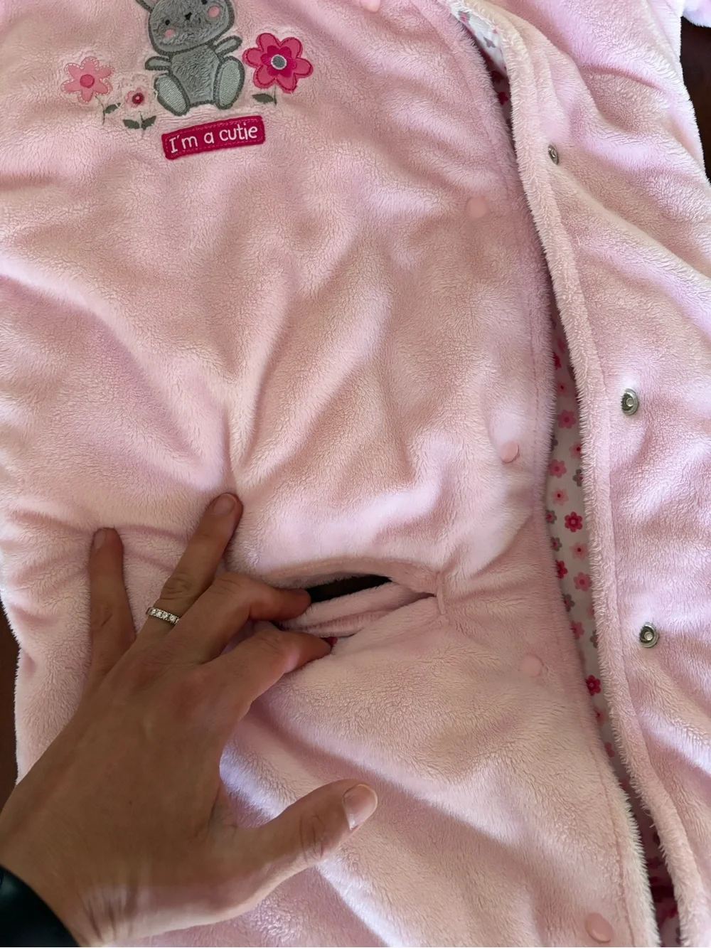 Carter's Light Pink Hooded Fleece Snow Sack with Bunny Applique